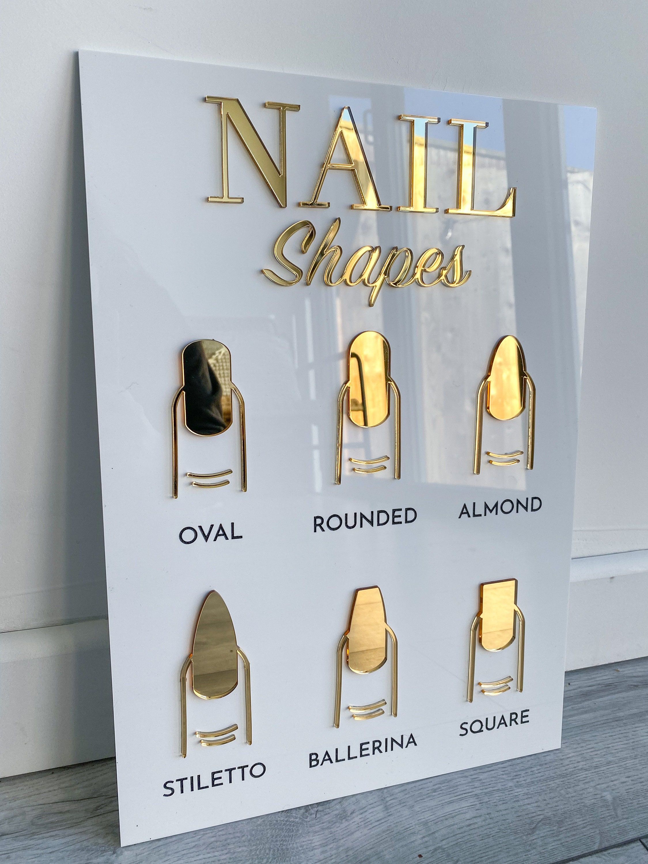 Nail Shape sign Sign | Acrylic Sign | Salon Sign | Aesthetics Sign | Nail Care | Nail Tech