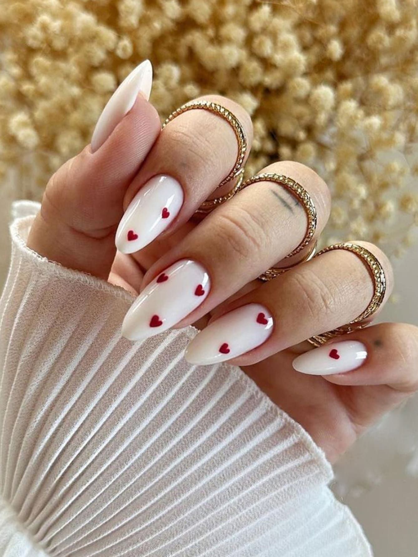 24 Peças/Conjunto Romântico Vermelho Estilo Simples Amêndoa Unhas Falsa Para Dedo Vestir + 1 Peça Tampão De Unha + 1 Peça Jelly Gel