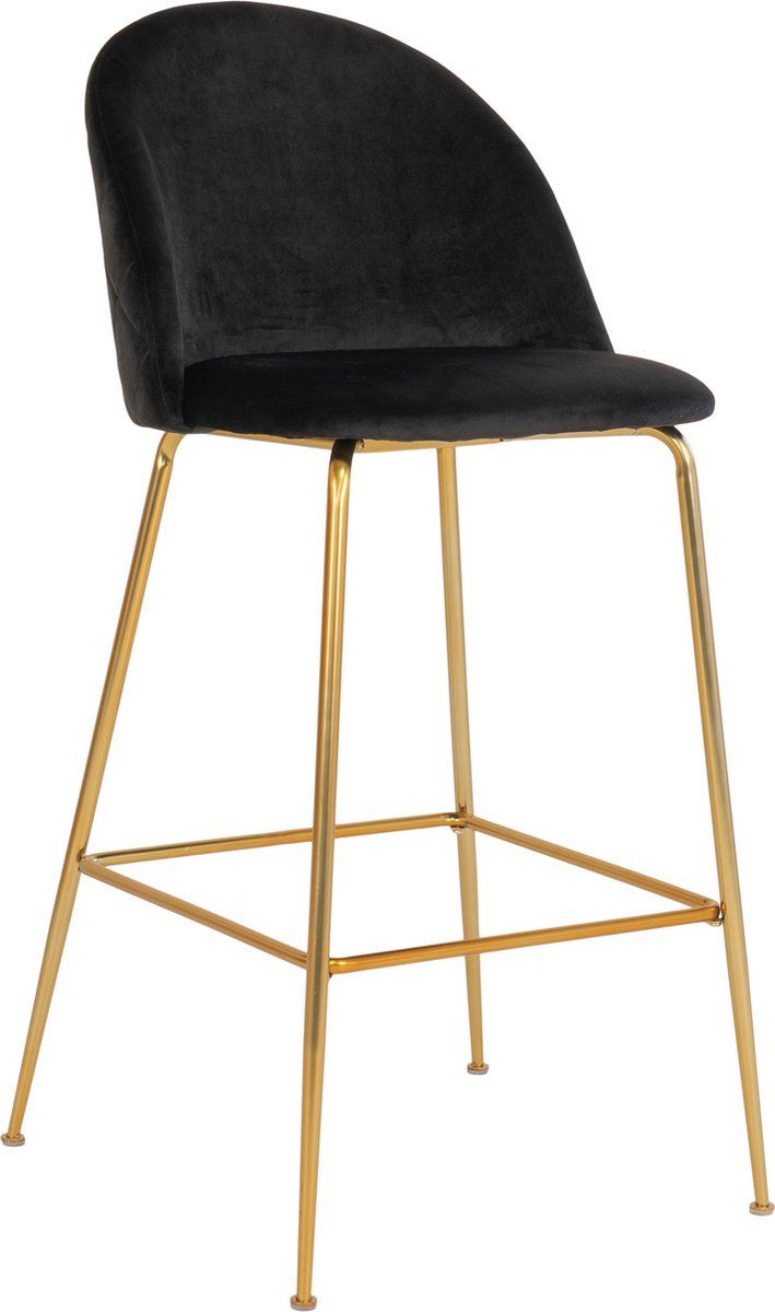 Lausanne Bar Chair - Bar chair in black velvet with legs in brass look HN1207