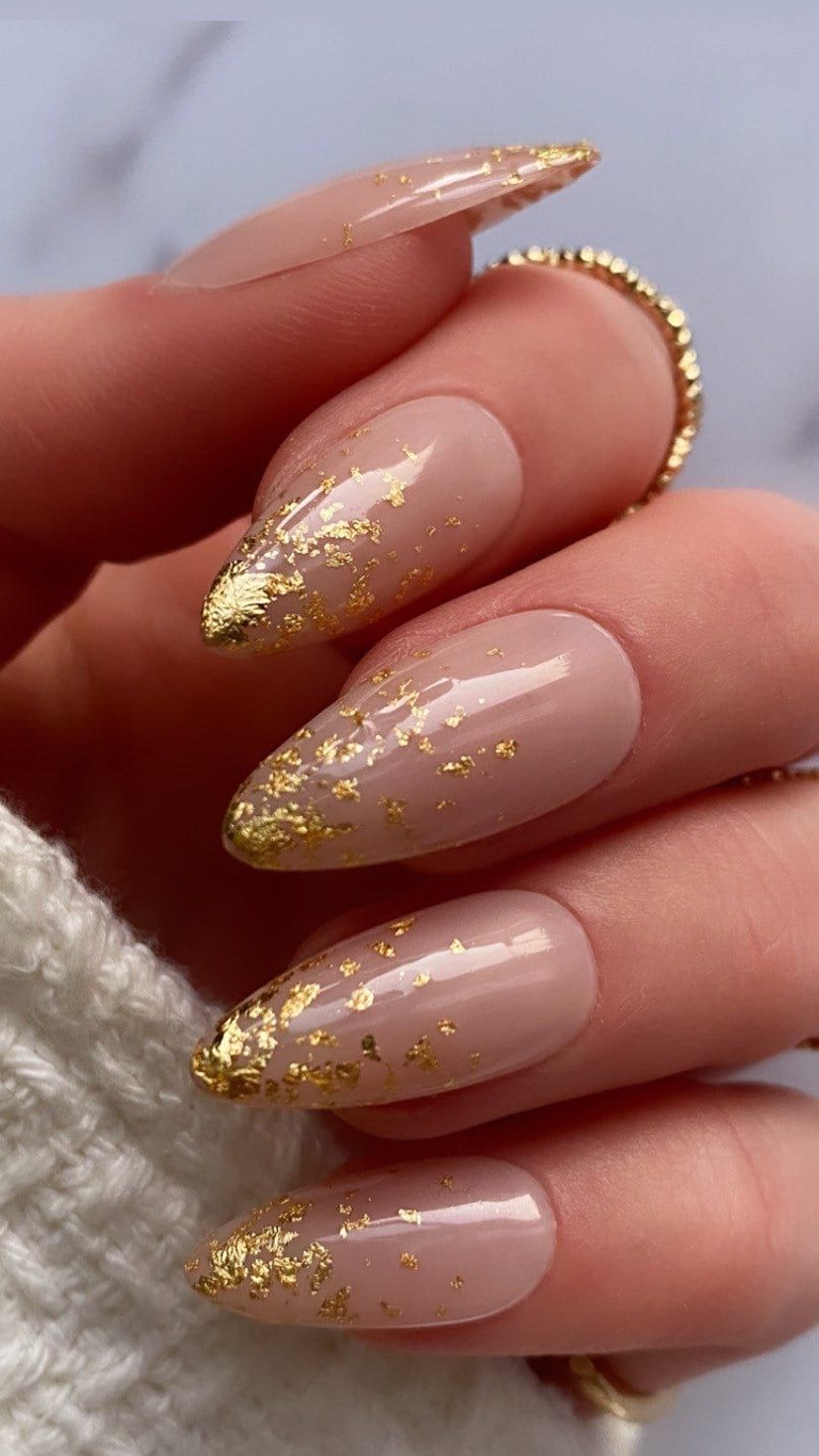 Gold leaf ombre custom press on nails