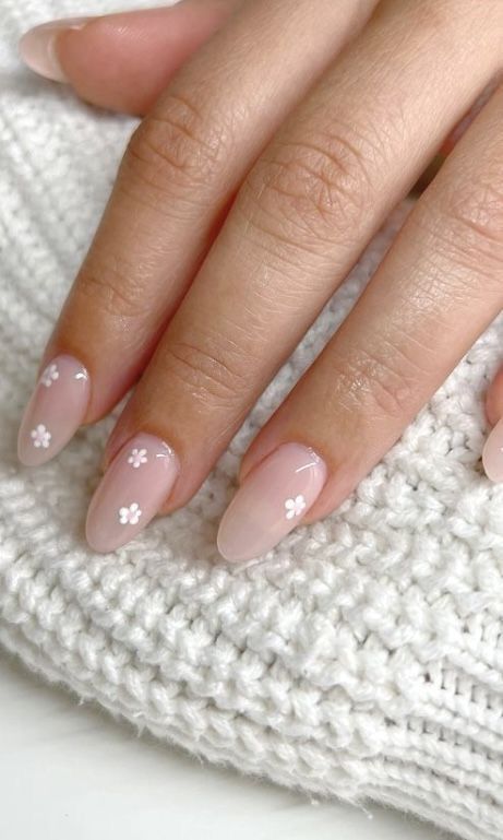 Mini Floral Nude Nail Inspo