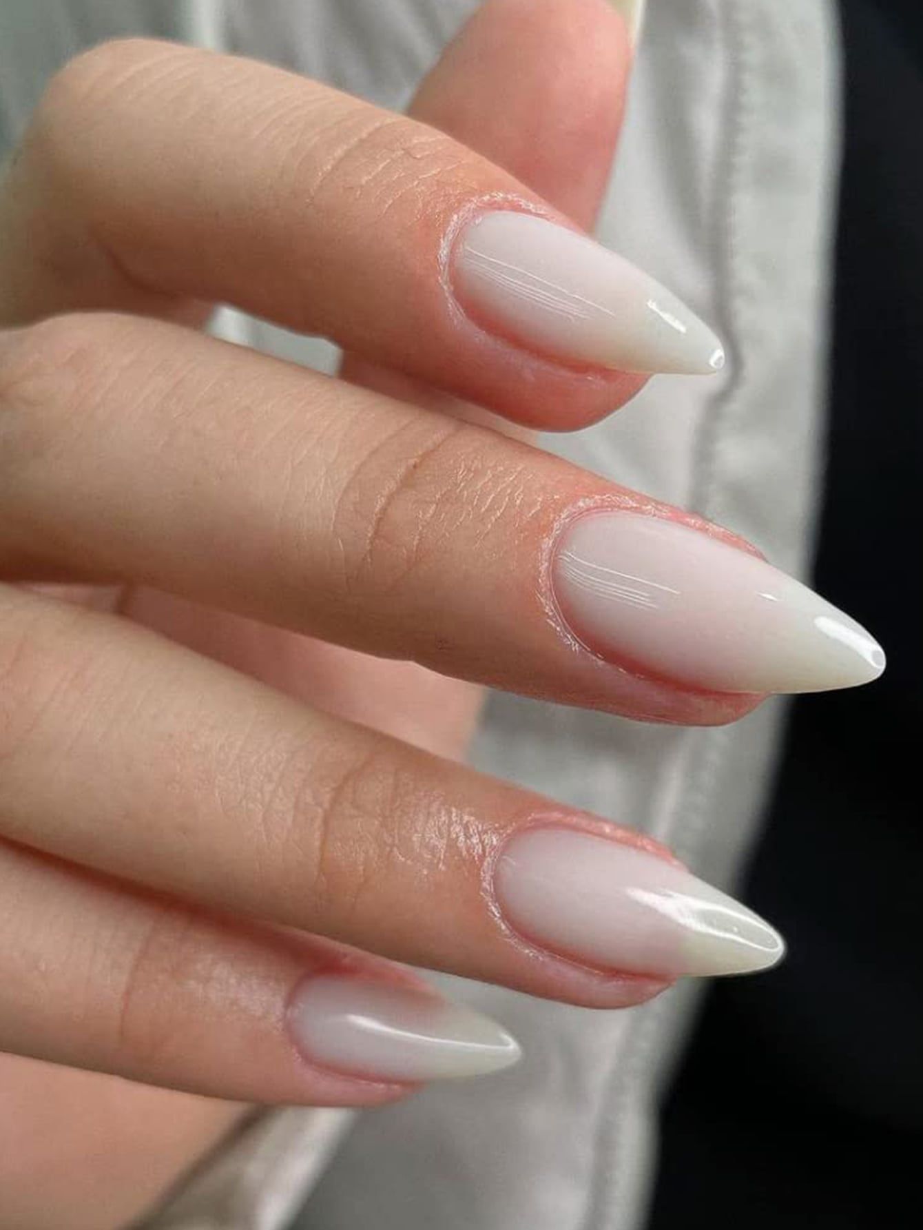 Imprensa Branca Pura Clássica Francesa Em Unhas, Unhas Falsas De Amêndoa Minimalistas Diárias De 24 Peças, 1 Peça De Cola Gelatinosa, 1 Peça De Lixa De Unha