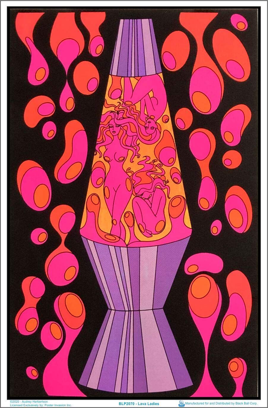 Groovy Lamp Ladies by Audrey Herbertson Laminated Blacklight Poster - 23.5