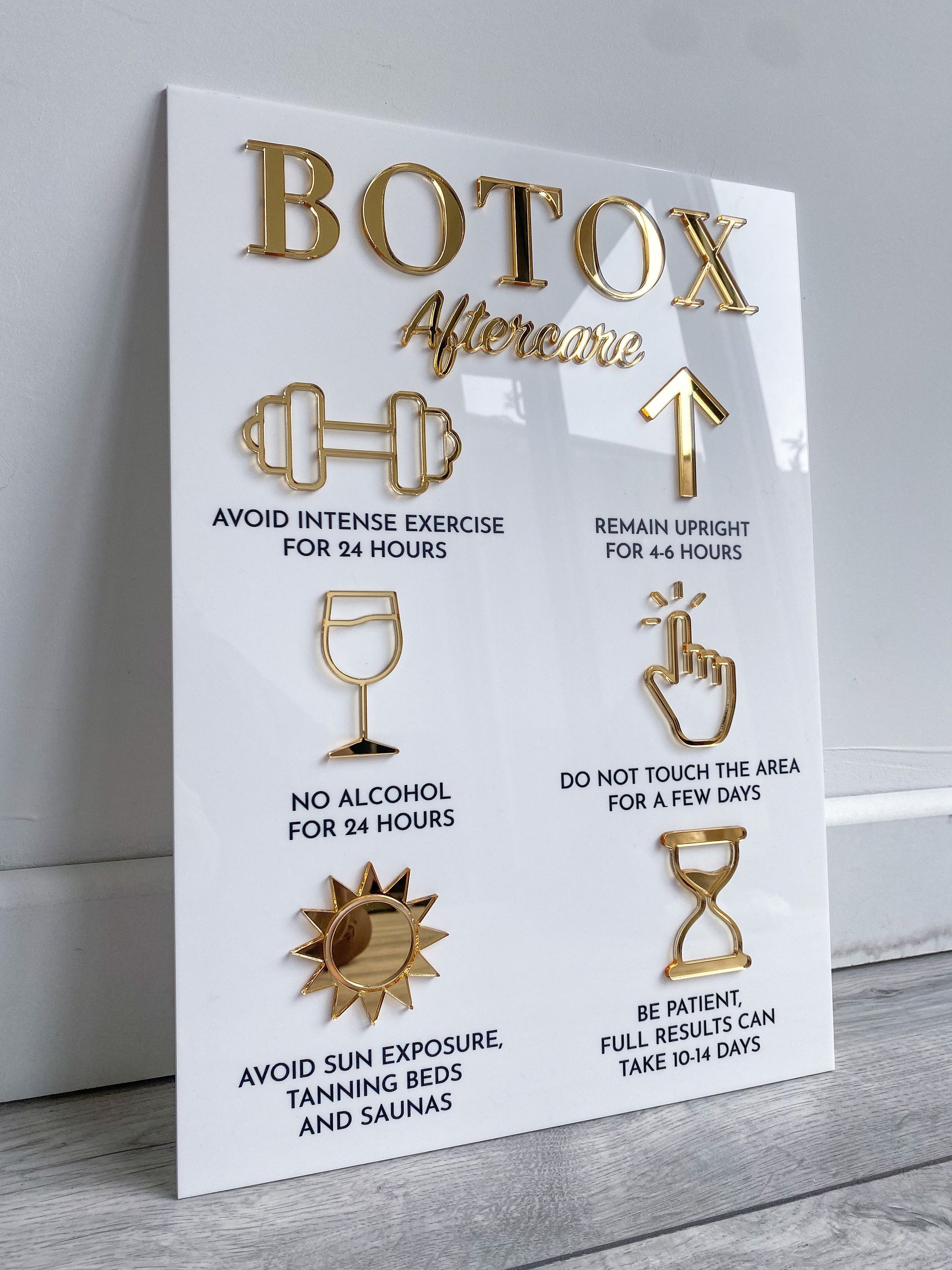 Botox Aftercare Advice Sign | Acrylic Sign | Salon Sign | Aesthetics Aftercare Sign | Clinic Sign